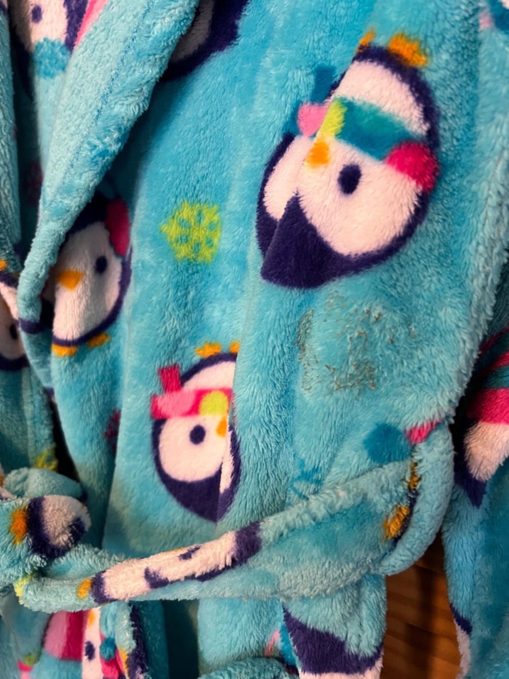 💚 3 for $15💚Kumar Kids Distressed Hooded Robe Penguin print Kids size S (7/8) - Picture 15 of 16